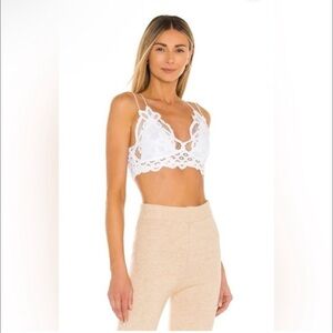 Free People One White Adella Lace Strappy Coquette Bralette boho festival
